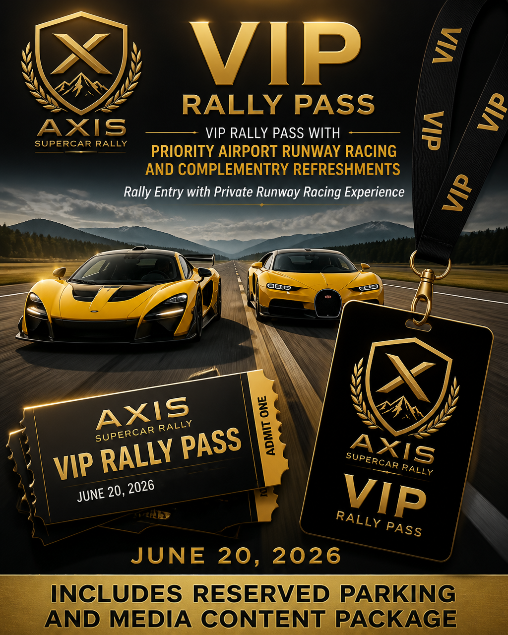 VIP Rally Entry with Airport Runway Racing Experience & Mansion Party (JUNE 20 2026)