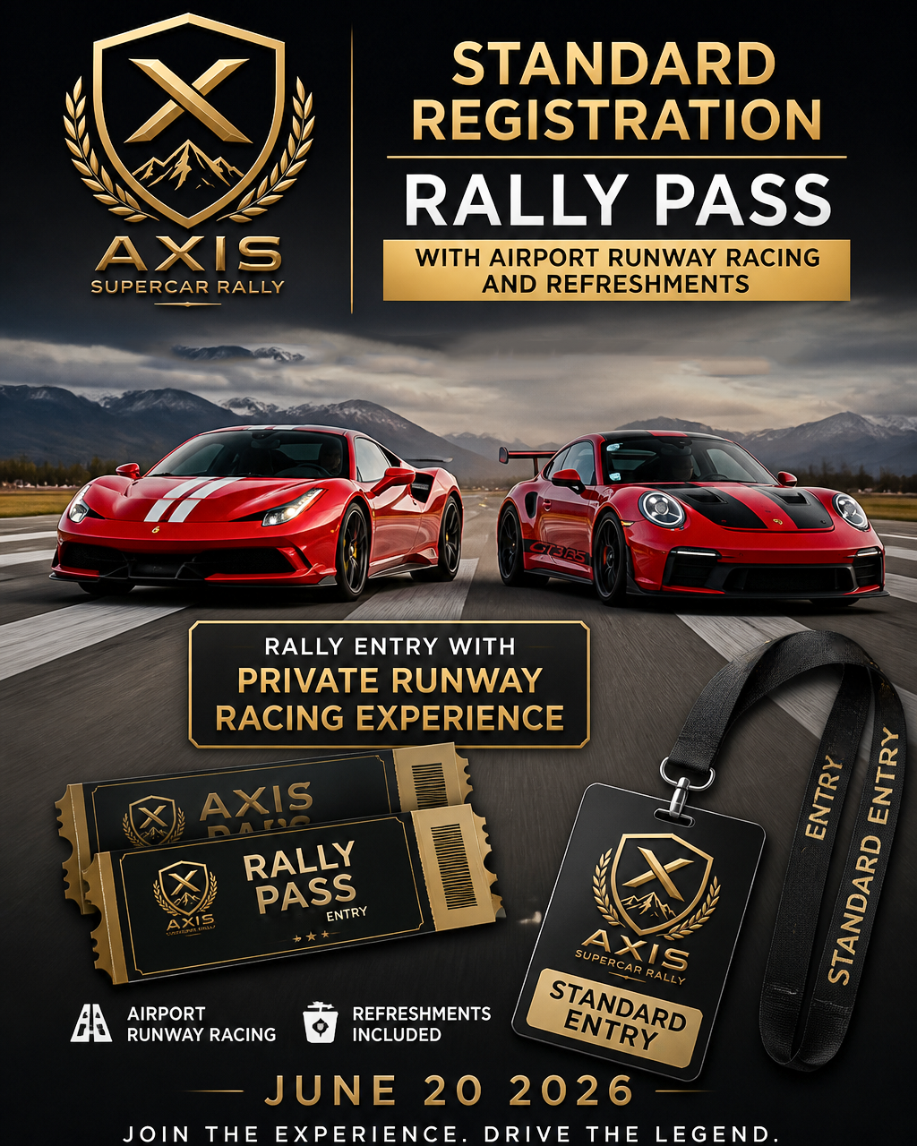 Standard Rally Entry with Airport Runway Racing Experience & Mansion Party (JUNE 20 2026)